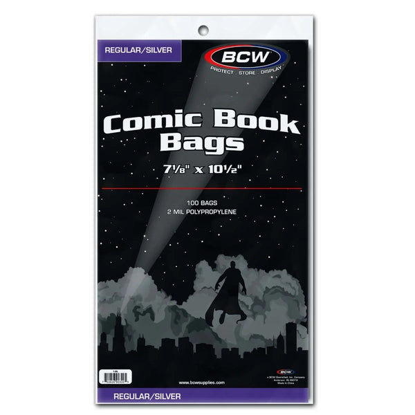 Comic Book Bags - 100 Pack - Silver/Regular - 7 1/8 x 10 1/2 (BCW) NEW