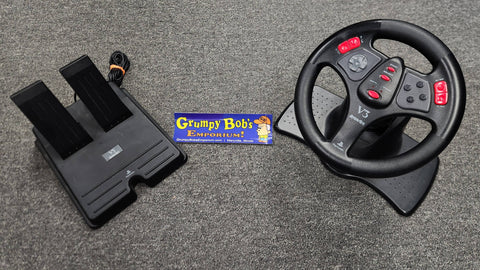Steering Wheel w/ Pedals - V3 Racing Wheel - InterAct SV-1118 - Black (Playstation 1) Pre-Owned