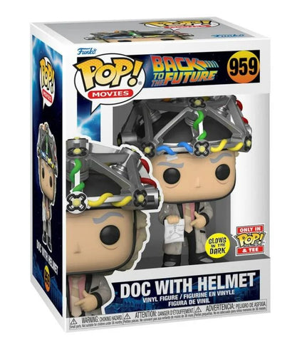 POP! Movies #959: Back To The Future - Doc with Helmet (Glows in the Dark) (POP & Tee Edition) (Funko POP!) Figure and Box w/ Protector
