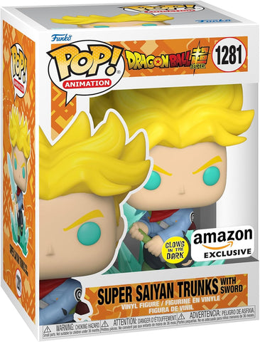 POP! Animation #1281: Dragon Ball Super - Super Saiyan Trunks with Sword (Glows in the Dark) (Amazon Exclusive) (Funko POP!) Figure and Box w/ Protector