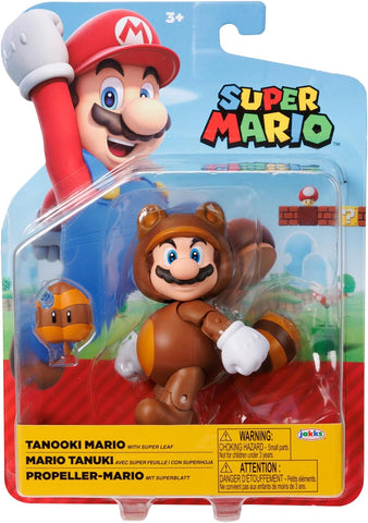 Super Mario: Tanooki Mario with Super Leaf (Action Figure) (Jakks Pacific) NEW