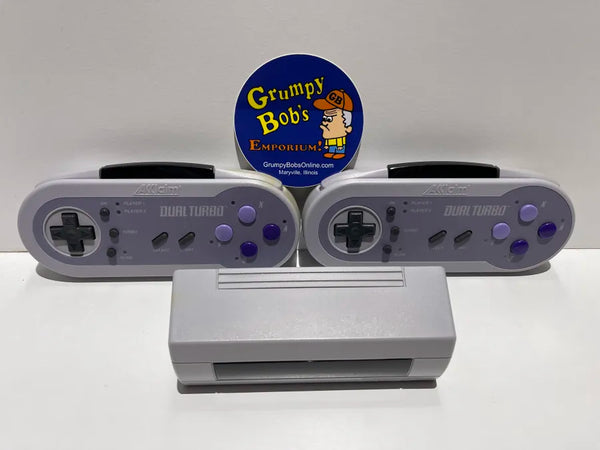 Wireless Controller Set: Dual Turbo - Akklaim - Turbo - Grey (Super Nintendo) Pre-Owned (2 Controllers & Receiver)