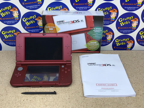 System - New Red Edition (New Nintendo 3DS XL) Pre-Owned w/ Stylus, Manual, 4GB MicroSD Card, and Box (Matching Serial Number) (As Pictured)