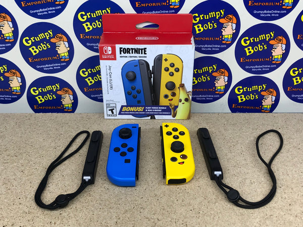 Wireless Controllers: Joy-Con (L)/(R) - Fortnite Edition (Blue & Yellow) Official (Nintendo Switch) Pre-Owned w/ Wrist Straps and Box (As Pictured)