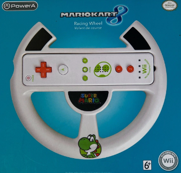 Racing Wheel - White & Green - Super Mario: Yoshi (Wii Nintendo) Pre-Owned