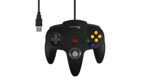 Wired Controller - Retrolink - N64 Style - USB - Black (PC Accessory) Pre-Owned