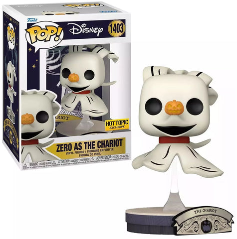 POP! Disney #1403: The Nightmare Before Christmas - Zero as The Chariot (Hot Topic Exclusive) (Funko POP!) Figure and Box w/ Protector