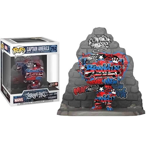 POP! Marvel #752: Deluxe Street Art Collection - Captain America (GameStop Exclusive) (Funko POP!) Figure and Box