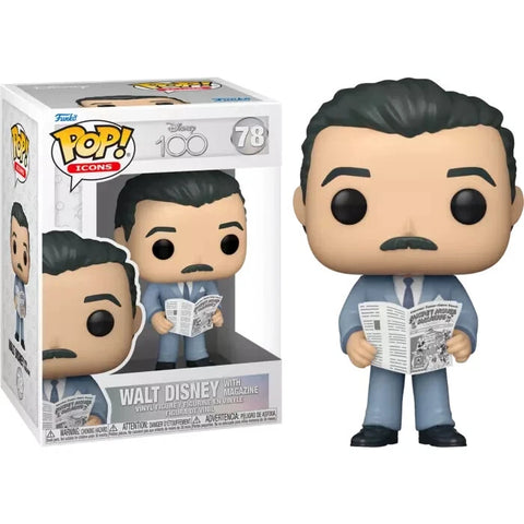 POP! Icons #78: Walt Disney with Magazine (Funko POP!) Figure and Box w/ Protector