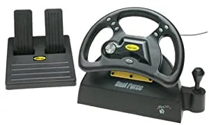 Mad Catz Dual Force Steering Wheel and Pedals - Digital Analog - Black (Playstation 1) Pre-Owned