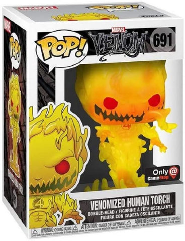 POP! Marvel #691: Venomized Human Torch (Gamestop Exclusive) (Funko POP! Bobblehead) Figure and Box + Protector