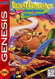 Desert Demolition Starring Road Runner and Wile E. Coyote (Sega Genesis) Pre-Owned: Cartridge, Manual, and Box