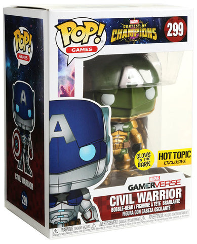 POP! Games #299: Marvel Contest of Champions - GamerVerse - Civil Warrior (Hot Topic Exclusive) (Glows in the Dark) (Funko POP! Bobble-Head) Figure and Box w/ Protector
