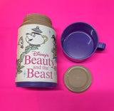 Disney's Beauty and the Beast Plastic Lunch Box and Thermos / with Care Instructions / Aladdin /  1990's / Pre-Owned / See Pictures