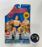 1985 / LJN Toys, Ltd. / Titan Sports / WWF / Asst. #5423 / Wrestling Superstars / BRUNO SAMMARTINO  /  New on Damaged / Torn / Taped Card / SEE Pictures