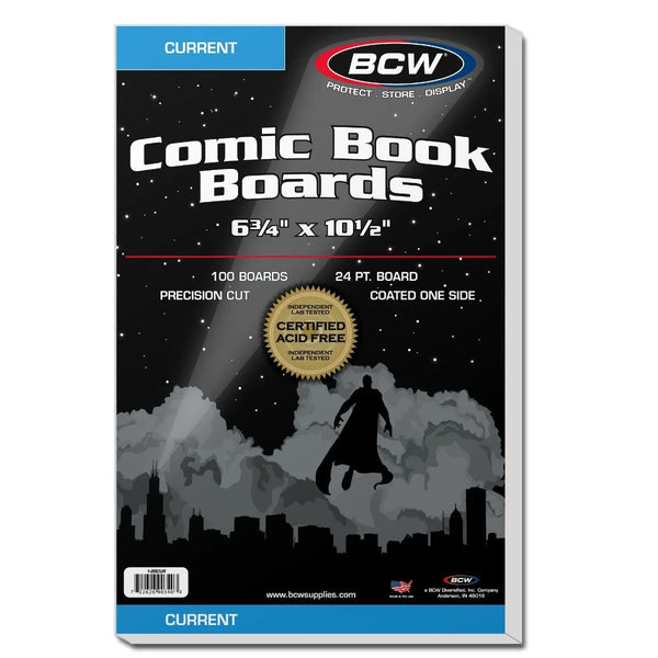 Comic Book Boards - 100 Pack - Current - 6 3/4" x 10 1/2 (BCW) NEW