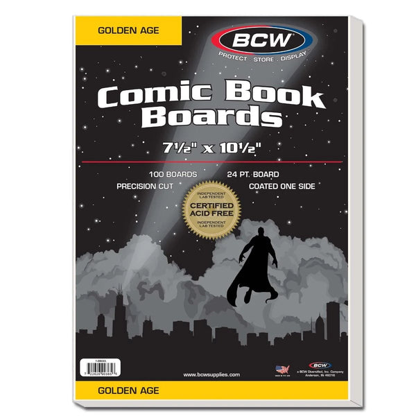 Comic Book Boards - 100 Pack - Golden Age - 7 1/2" x 10 1/2 (BCW) NEW