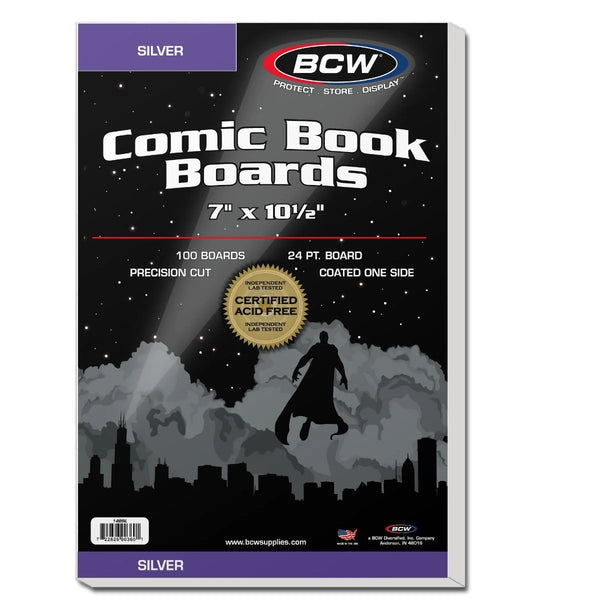 Comic Book Boards - 100 Pack - Silver - 7 x 10 1/2 (BCW) NEW