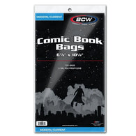 Comic Book Bags - 100 Pack - Current/Modern - 6 7/8 x 10 1/2 (BCW) NEW