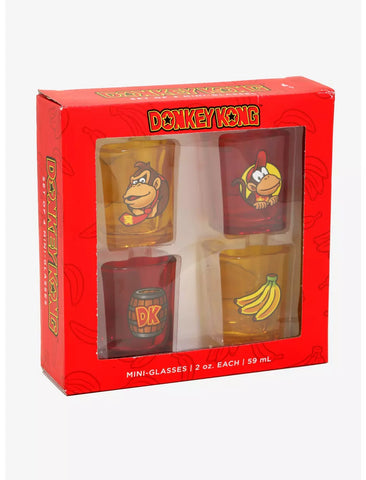 Donkey Kong: Set of 4 Mini-Glasses (2oz Each) (Just Funky) (2017) (Nintendo) NEW