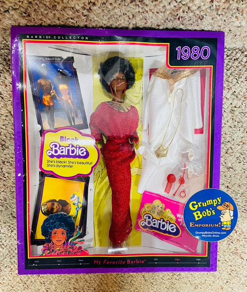 2009 / Mattel / My Favorite Barbie / Barbie Collector / 2009 Reproduction of the 1980 BLACK BARBIE / AA Stefi Face / R4468 / New in Opened - DAMAGED Box / See Pictures