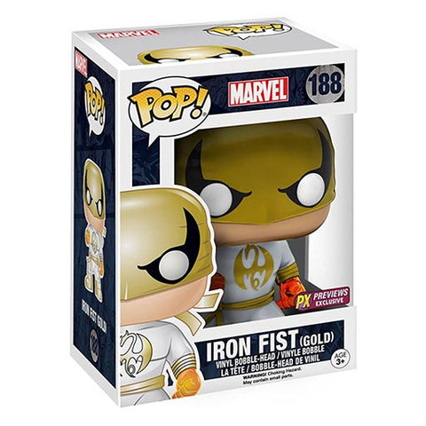 POP! Marvel #188: Iron Fist (Gold) (PX Previews Exclusive) (Funko POP! Bobblehead) Figure and Box w/ Protector