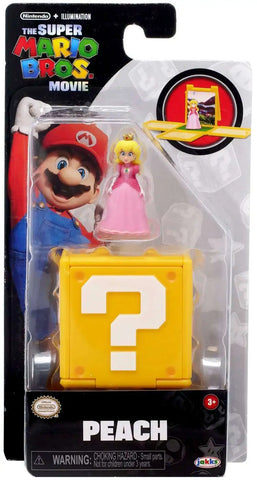 The Super Mario Bros. Movies: Peach Mini Figure w/ ? Block (Nintendo) (Jakks Pacific) NEW