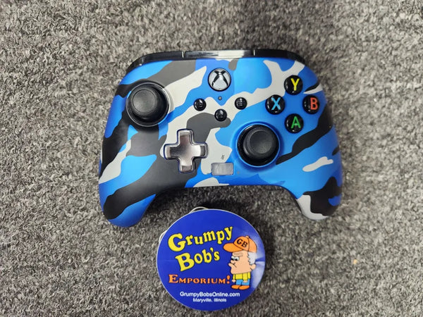 Wired Controller: PowerA - Blue Camo (1518911-01) (Xbox One) Pre-Owned (WITHOUT Micro USB Cord)