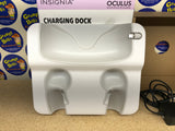 Charging Dock - White (Insignia) (Oculus Quest 2) Pre-Owned: 2 Batteries, 2 Battery Covers, Power Adapter, Docking Station, 2 Manuals, and Box (As Pictured)