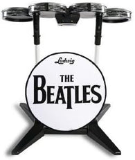 Drum Set - Wireless - Beatles Edition - Black (Rock Band) (Playstation 2 & 3) Pre-Owned w/ Dongle + Foot Pedal + Sticks