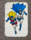 BATMAN with ROBIN, The BOY WONDER Bath Rug / 1966 / RARE FIND!! / Homemaker Rugs, Inc. / B.G. Blum Associates Sales / Made in USA / Approx. 19" x 28" / Pre-Owned but Appears to have never been used