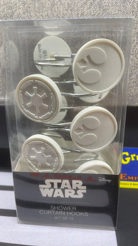 Star Wars: Shower Curtain Hooks - Rebel & Empire - White [Set of 12] (Disney) NEW in Package