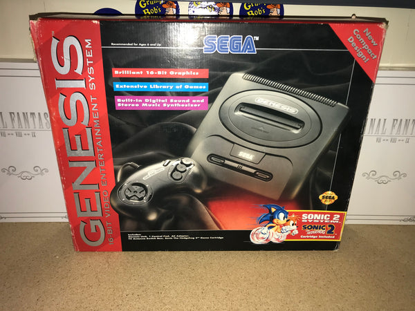 System - Model 2 (Sega Genesis) Pre-Owned w/ Official 3 Button Controller, RFU Cable, AC Power Adapter, Cardboard Insert w/o Cover, Game, and "Sonic 2 Edition" Box