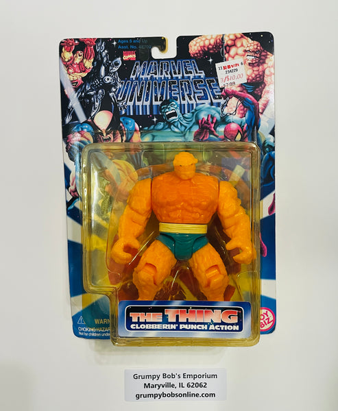 1995 / Toy Biz / Marvel Comics / Marvel Universe / THE THING - Clobberin' Punch Action / New on Card / Card Shows Some Wear from Age and Shelf Wear - Bumped Corners / See Pictures