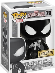 POP! Marvel #79: Black Suit Spider-Man [Exclusive] (Funko POP!) Figure and Box w/ Protector (Box Damage)
