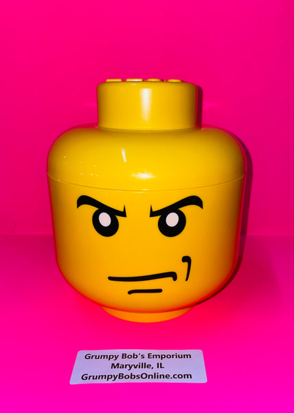 LEGO / Mini Fig Head Storage Case / 2012 / SMALL / "Angry Boy" with 'Closed Mouth Frown' Expression /#4031 / VERY HARD TO FIND / Pre-Owned / See Pictures