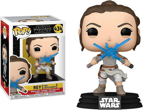 POP! Star Wars #434: Rey [Two Lightsabers] (Funko POP!) Figure and Box w/ Protector