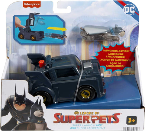 DC League of Super-Pets Super Launch Ace & Batmobile Vehicle Set (Fisher-Price) NEW