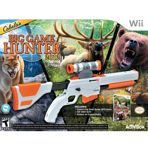 Cabela's Big Game Hunter 2012 Bundle (Nintendo Wii) Pre-Owned: Game (Disc, Manual, and Case), Top Shot Elite Gun, Quick Start Guide, Stickers, and Box