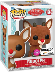 POP! Movies #1260: Rudolph The Red Nosed Reindeer - Rudolph (Flocked) (Amazon Exclusive) (Funko POP!) Figure and Box w/ Protector