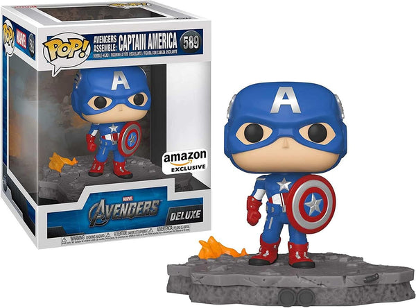 POP! Marvel #589: Avengers Assemble - Captain America (Amazon Exclusive) (Funko POP!) Figure and Box w/ Protector