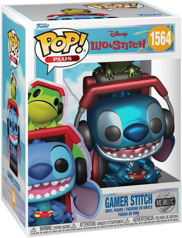 POP! Plus / Disney #1564: Lilo & Stitch - Gamer Stitch [Metallic] (Funko POP!) Figure and Box w/ Protector
