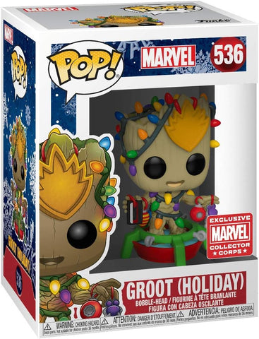 POP! Marvel #536: Groot (Holiday) (Collector Corps Exclusive) (Funko POP! Bobblehead) Figure and Box w/ Protector