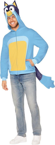 Bluey Costume Top with Attached Hood and Detachable Tail - c
