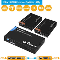 Prophecy 2-Port HDMI Extender/Splitter over Cat5e/6 with Loopout - 50M/165ft [upto 1080p] 1 Transmitter / 2 Receivers (gofanco) NEW