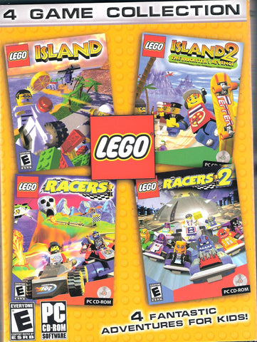 Lego 4 Game Collection: Island 1 & 2, Racers 1 & 2 (PC Game) Pre-Owned: 4 Discs, Manual Insert, and Case