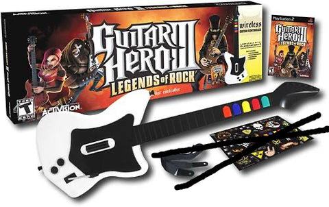 Guitar Hero Guitar - Wireless Controller [White] (Red Octane) (Playstation 2) Pre-Owned w/ Dongle + Game & Box