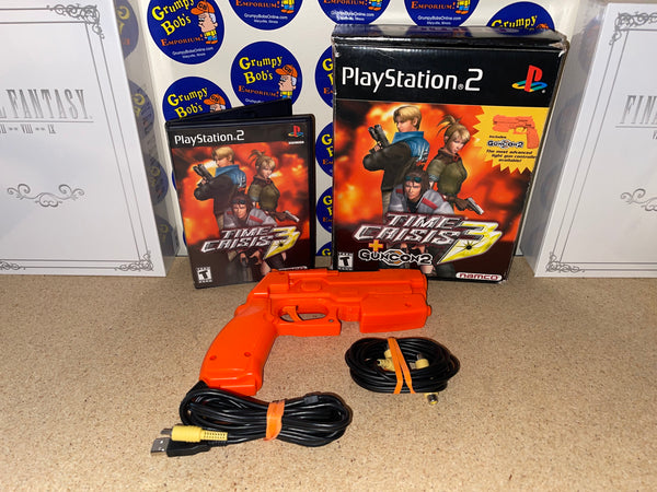 Time Crisis 3 [Gun Bundle] (Playstation 2) Pre-Owned: Game Disc, Game Manual, Game Case, Guncon 2, T Cable, and Big Box