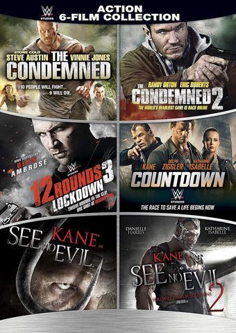 WWE Action 6-Film Collection" The Condemned 1 & 2 / See No Evil 1 & 2 / 12 Rounds 3 Lockdown / Countdown (DVD) Pre-Owned