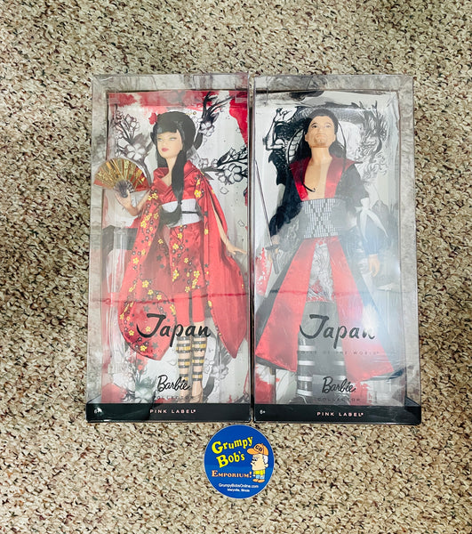 2010 / Mattel / Barbie Dolls of the World / PINK LABEL / Barbie Collector /  JAPAN / (#V5004 - Barbie: Noblewoman // and #V5005 - Ken: Samurai) / SET OF 2 / New in Boxes / See Pictures
